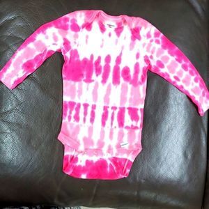 Handmade tie dye 12 month onesie pink white *